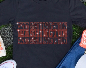 Washington Rhinestone Football Fan Shirt: Game Day Sparkle