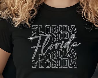 Florida Rhinestone Football T-Shirt: Sparkly Game Day Tee