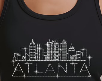 Maglietta con strass di Atlanta: maglietta con skyline della città scintillante