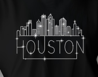Houston Strass-T-Shirt: Funkelndes Skyline-T-Shirt