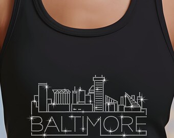 Baltimore Rhinestone T-Shirt: Sparkling City Skyline Tee
