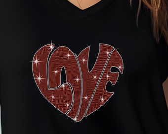 Camiseta com strass e coração: camiseta brilhante para o Dia dos Namorados