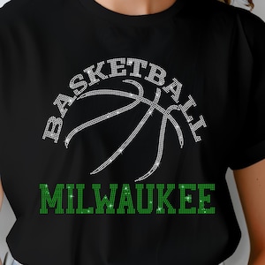 Milwaukee Basketball Game Day Rhinestone Shirt, Mascot Shirt, Sports Matching Shirt, Best Father&#39;s Day Shirt Gift Ever, Basketball Love Gift
