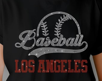 Los Angeles Baseball Rhinestone Shirt, Bling Game Day Tee for Women, Sparkle Baseball Fan T-Shirt, Cute Ballpark Shirt, Sunday Funday Gift