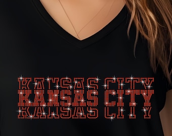 Kansas City Rhinestone Football Shirt: Game Day Fan Tee