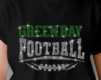 Camiseta de fútbol americano de Green Bay con pedrería: Ropa brillante para el día del partido