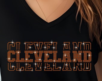 Cleveland Rhinestone Football Fan Shirt: Game Day Sparkle