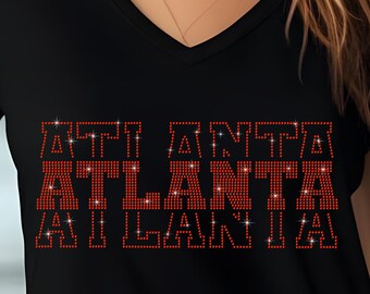 Atlanta Rhinestone Football Shirt, Bling Game Day Tee for Women, Sparkle Football Fan T-Shirt, Cute Georgia Tailgate Top, Fall Sunday Gift