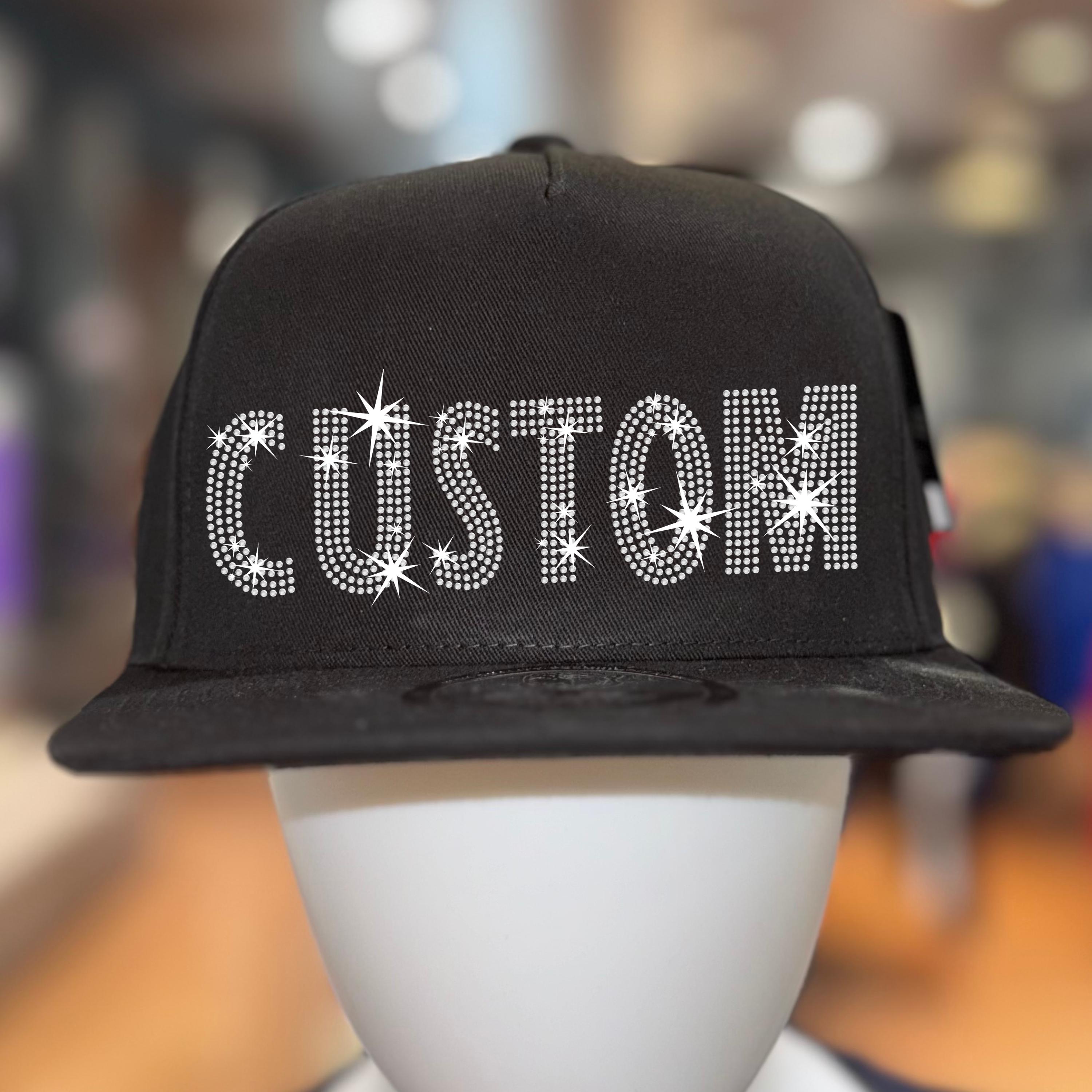 Custom made bejeweled SnapBack hat Black & White NY Snapback~blinged With Pearls, Rhinestone  main image 2