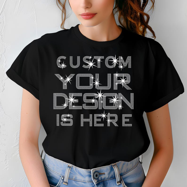 Custom Rhinestone T-Shirt, Logo Shirt, Custom Name Design, Event Shirts, Custom Tee, Party Shirt, Wholesale T-Shirts, Custom Team Shirt
