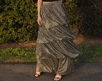 Pewter Tiered Maxi Skirt