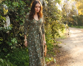 Signature Wrap Dress in Sage Blossom