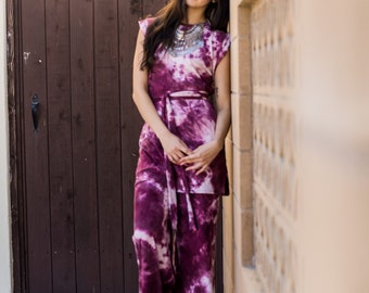 Bordeaux Tiedye Tunic & Palazzo Pant Set