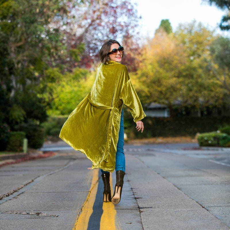 NEW! Petite LINEN Kimono Chartreuse main image 0