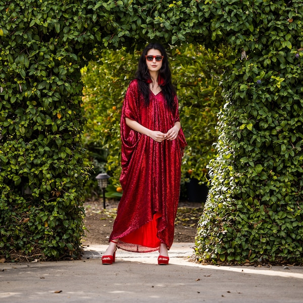 Ruby Sequin Caftan