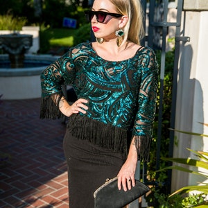 Emerald City Sequin Fringe Top image 6