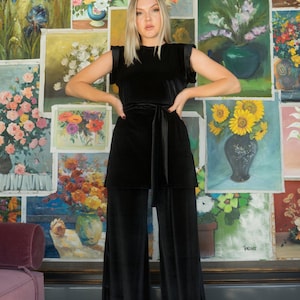 Black Velvet Tunic With Tie