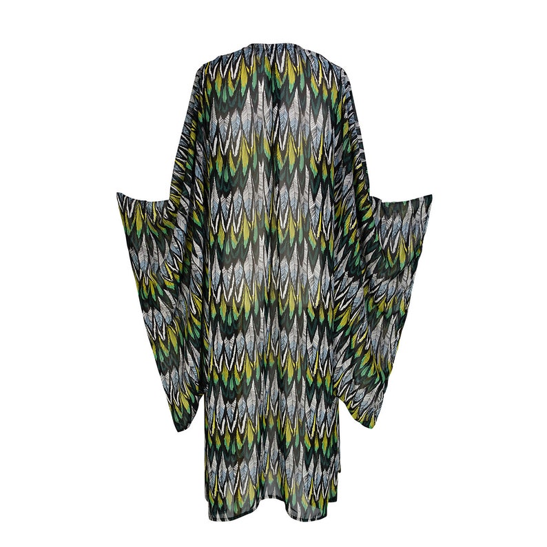 Macaw Verde Feather Kimono image 8
