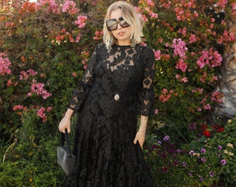 Petite Mystic Lace Tiered Ruffle Dress