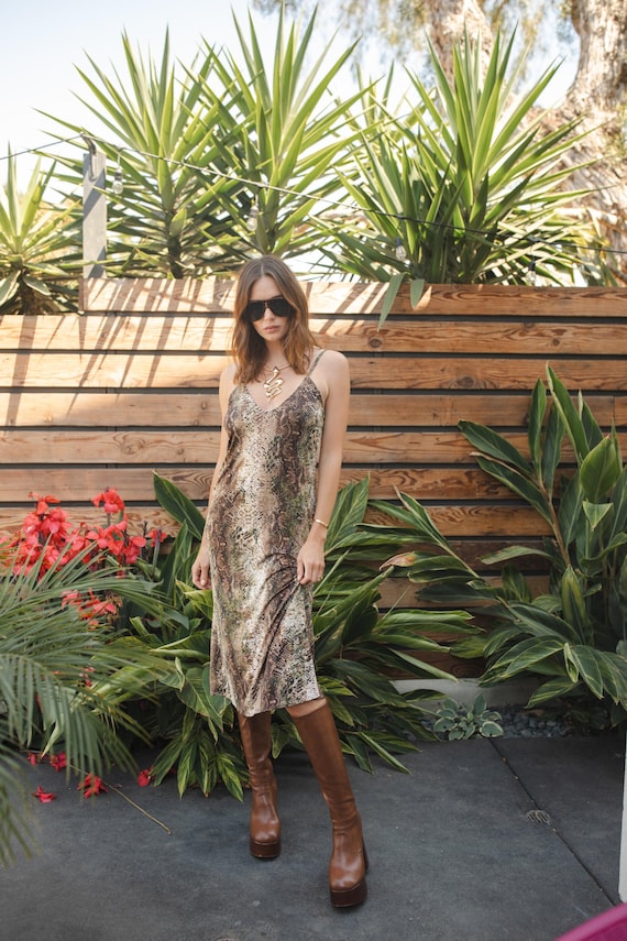 brown snakeskin dress Reiss Naomi