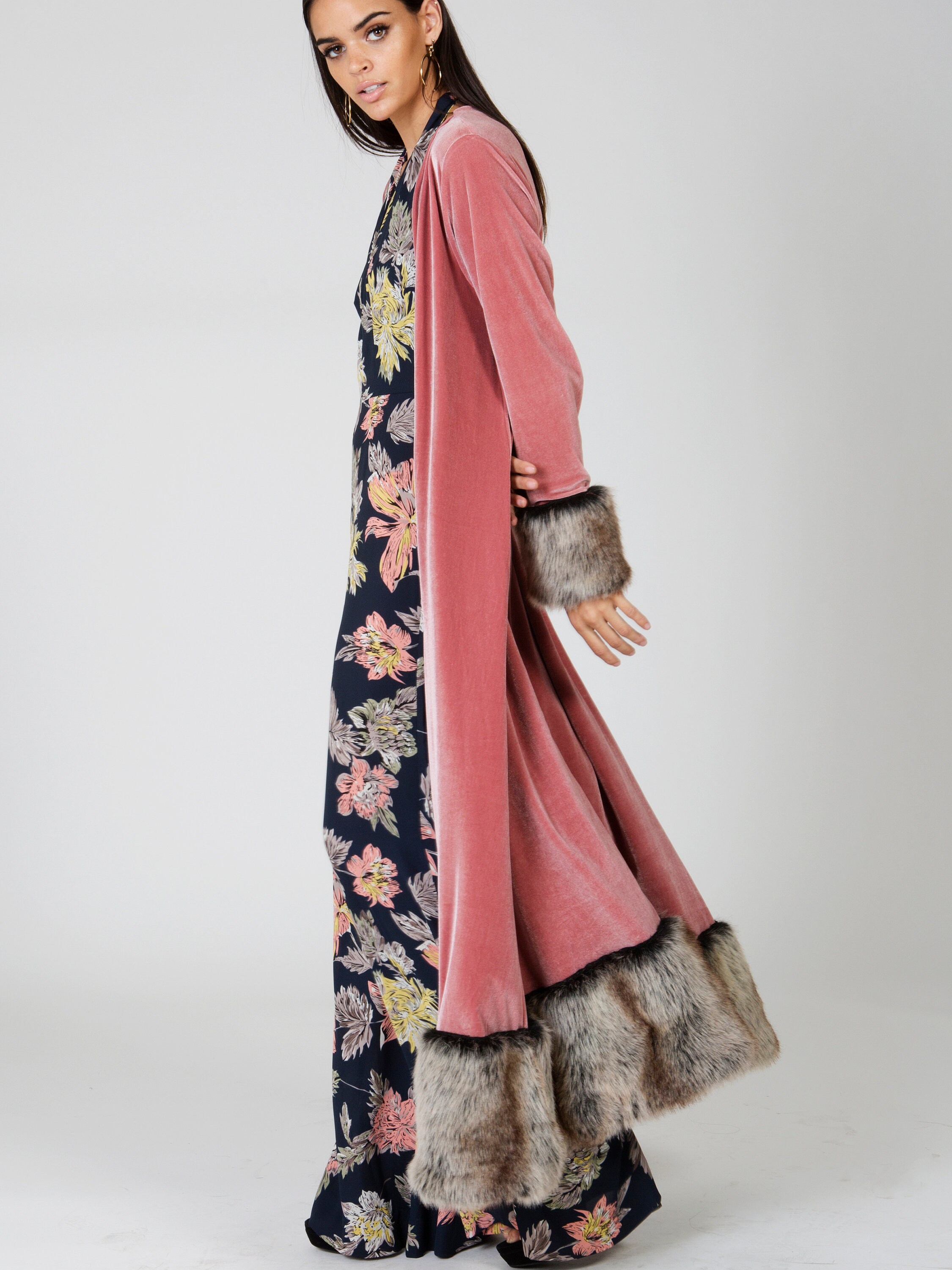 rose pink duster coat