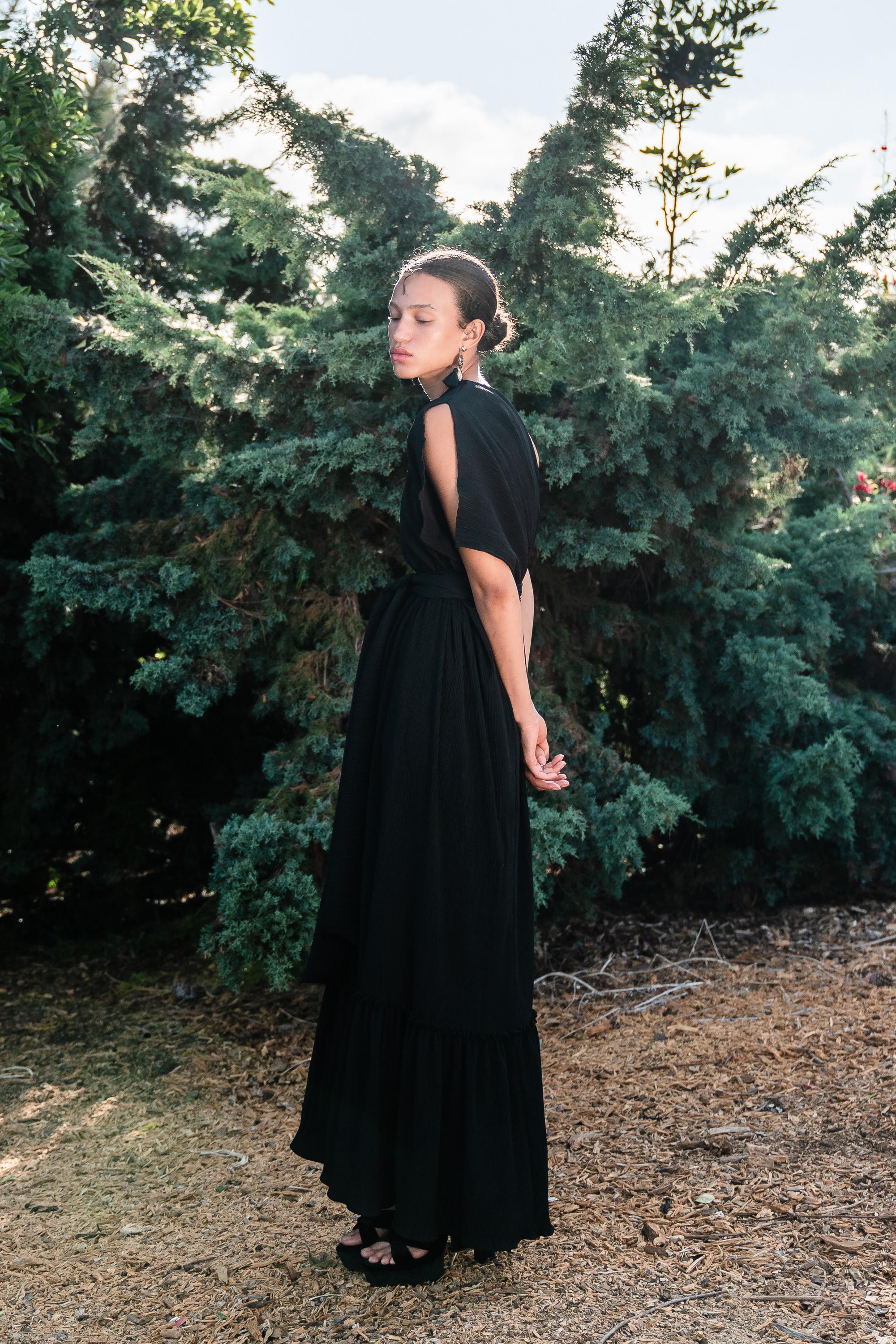 black one shoulder pleated dress One-Shoulder Pleated Dress