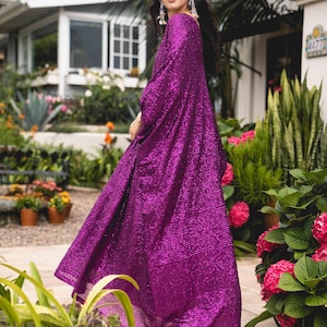 Fuchsia Sequin Caftan Kaftan Dress
