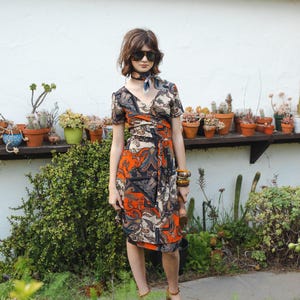 Paisley Mosaic Wrap Dress in Midi