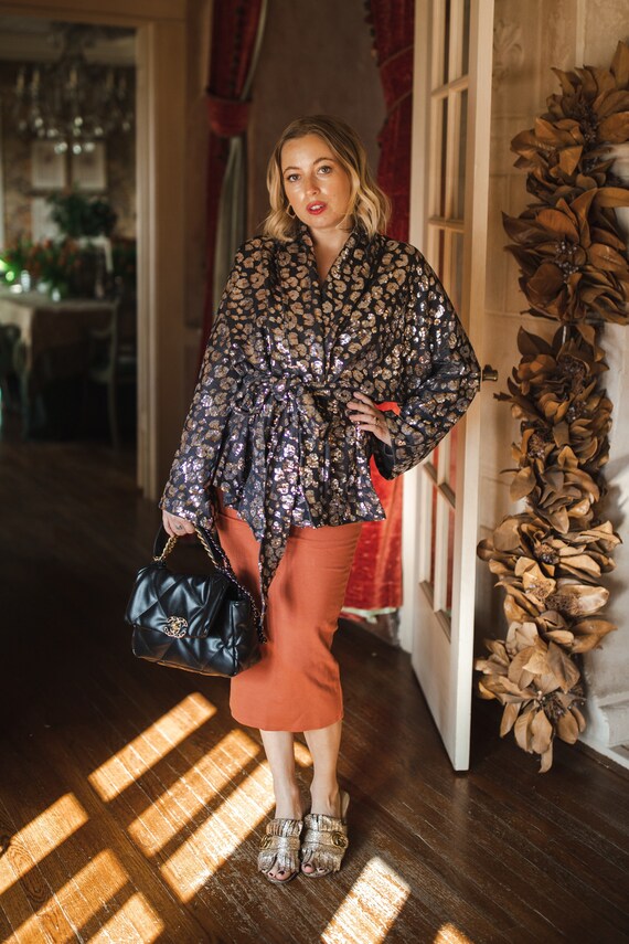 Leopard Sequin Dolman Wrap Kimono Top Etsy Canada