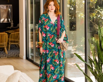tropical kaftan dress