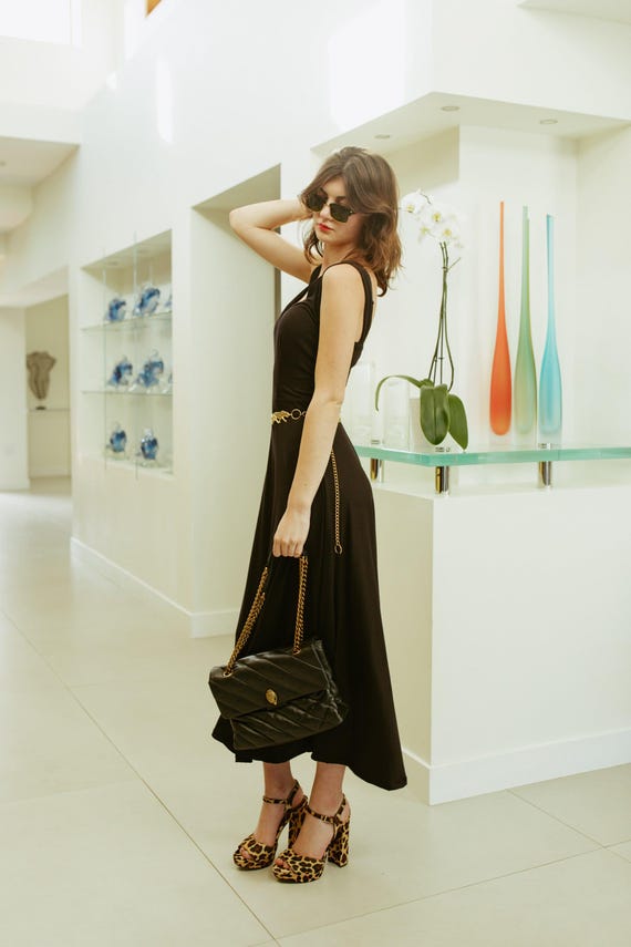 Onyx Fit and Flare Slip Dress