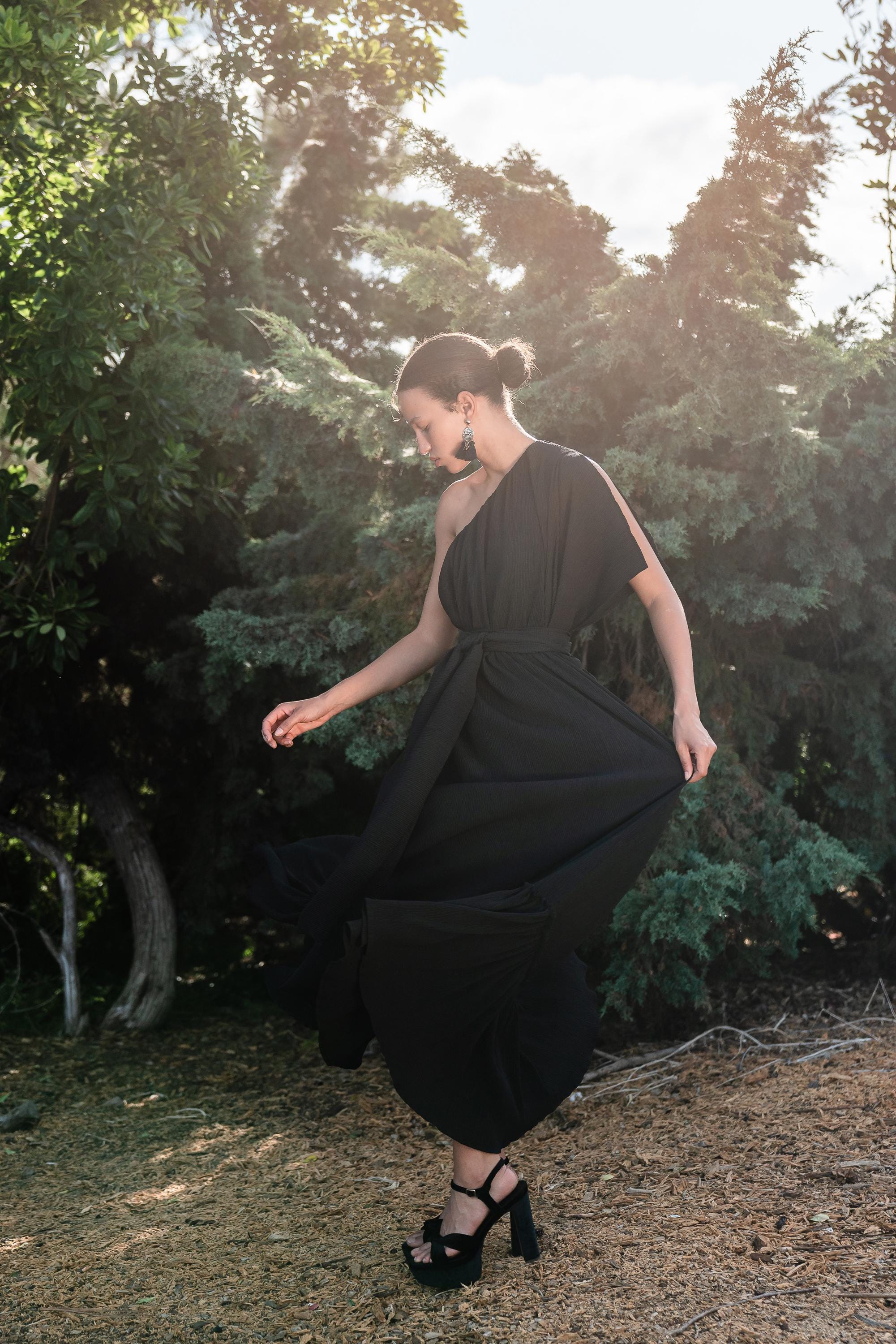 black one shoulder pleated dress Brooklynn One-Shoulder Accordion Pleat Dress Black XS