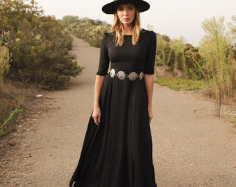 Black Reversible Fitted Maxi Dress