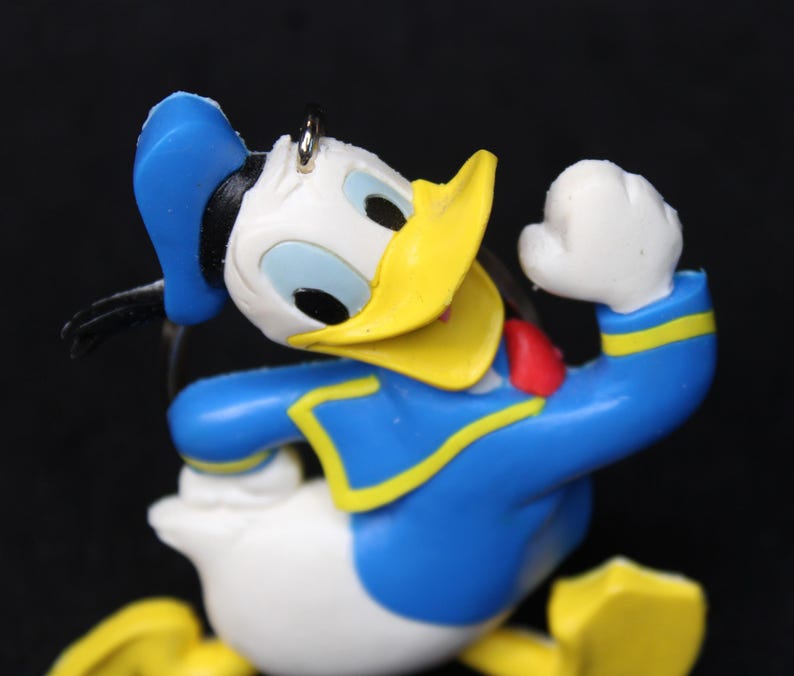 Vintage Disney Donald Duck Walking Figure Rubber 4.75" Large Keychain, Keyring image 4