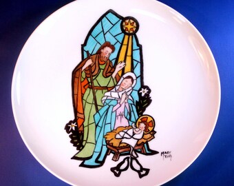 Mary Toth Hand Painted Jesus Christ is Born 7.5" Porcelain Plate #00211