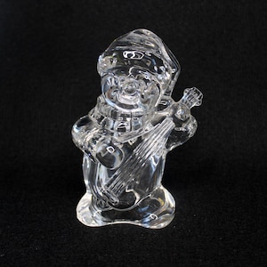 Vintage Mikasa Frosty&#39;s Choir 6&quot; Snowman Playing Lute Full Lead Crystal Figurine