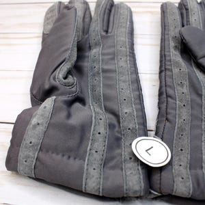 Ladies Vintage New Isotoner Gray Leather Grip Insulated Gloves Size LARGE image 5