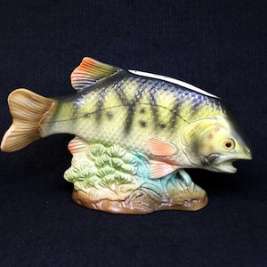Vintage Japanese Hand Painted Decorative Ceramic Fish Planter Vase