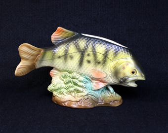 Vintage Japanese Hand Painted Decorative Ceramic Fish Planter Vase