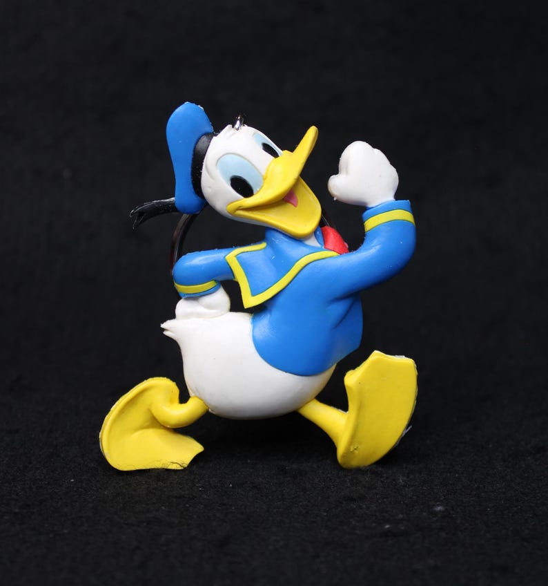 Vintage Disney Donald Duck Walking Figure Rubber 4.75" Large Keychain, Keyring image 1