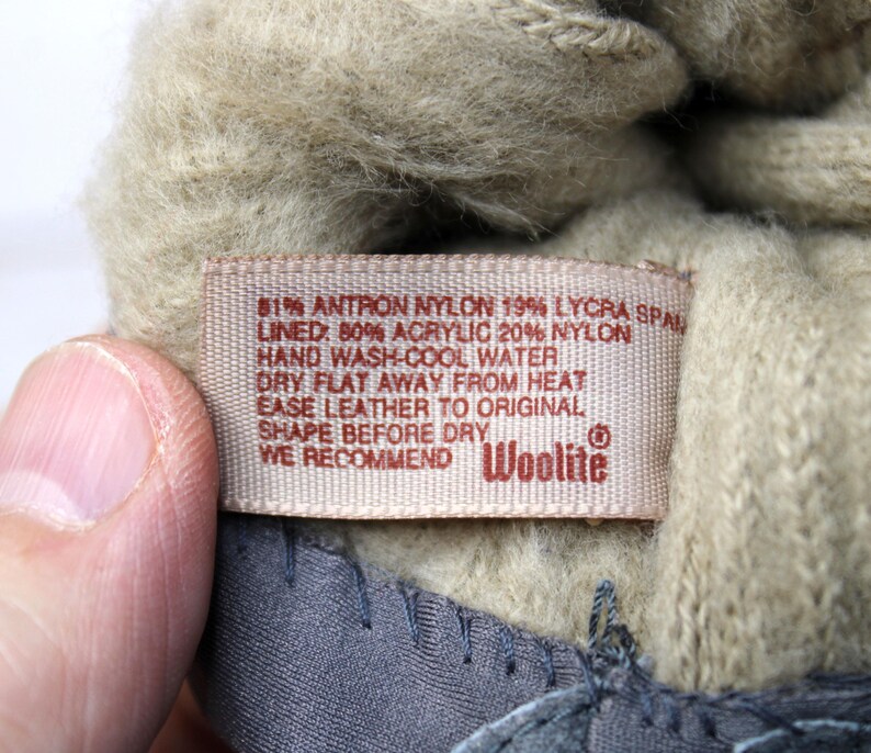 Ladies Vintage New Isotoner Gray Leather Grip Insulated Gloves Size LARGE image 9