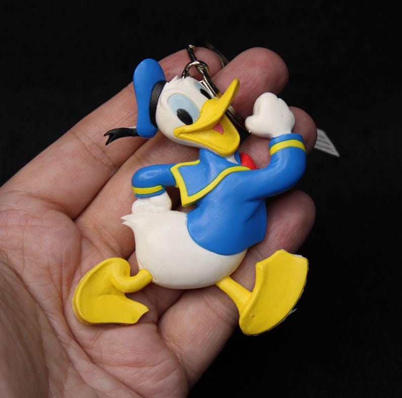 Vintage Disney Donald Duck Walking Figure Rubber 4.75" Large Keychain, Keyring image 2