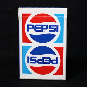 Vintage Pepsi Themed Open Deck of Plastic Coated Playing Cards with Classic Logo Design