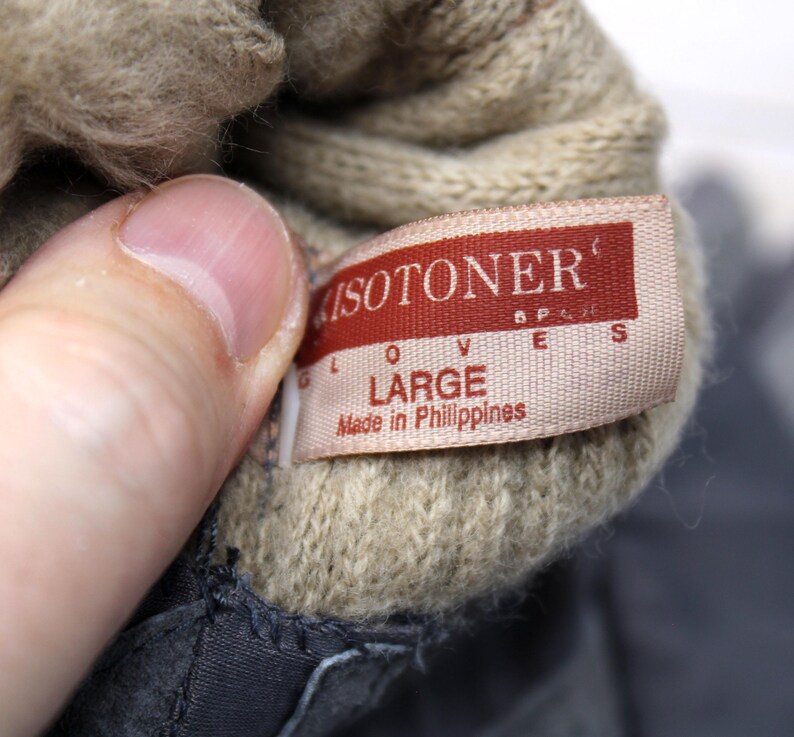 Ladies Vintage New Isotoner Gray Leather Grip Insulated Gloves Size LARGE image 8