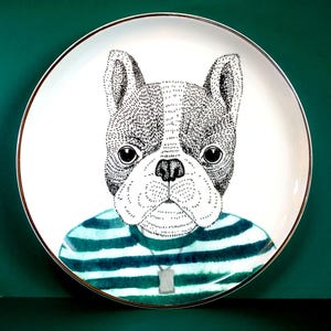 PIER 1 Book Club Dog 7.8&quot; Collectible Fine China Decorative Wall Plate, Discontinued/ Retired Item
