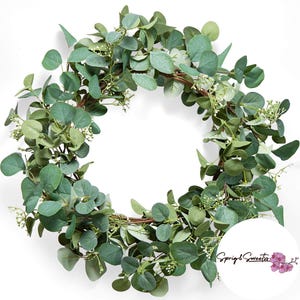 Eucalyptus Greenery Wreath 18&quot; | Year-Round Farmhouse Door Decor | Indoor Wreath for Home | Rustic All-Season Front Door Wreath Decor