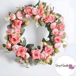 Pink Peony Wreath for Front Door | Handmade Spring & Summer Wreath | Artificial Peony Floral Wreath | Wedding Decor | Outdoor Door Wreath