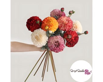 Dalia dai colori sfumati, fiori di dalia artificiali, grande dalia rosa antico avorio per bouquet da centrotavola da matrimonio - Italia