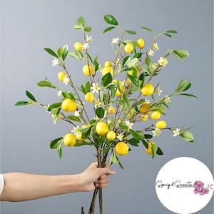 Kunstcitroentakken met fruit | Groene plastic planten voor woondecoratie | Bloemstuk met verse citroen | Realistisch plastic fruit