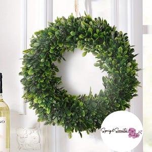 Corona de hojas de sándalo realista / Decoración de puerta para todas las estaciones de 16&quot; / Corona de exterior de primavera y verano / Corona de uso diario / Nueva idea de regalo de inauguración de la casa